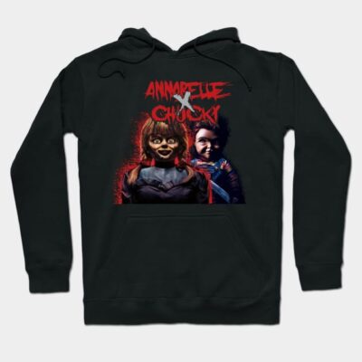 Black hoodie featuring horror-themed graphic design, perfect for casual wear. Made from soft, durable cotton blend material.