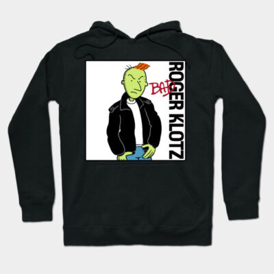 Black hoodie featuring cartoon character print, bold style, casual wear, cotton blend material.