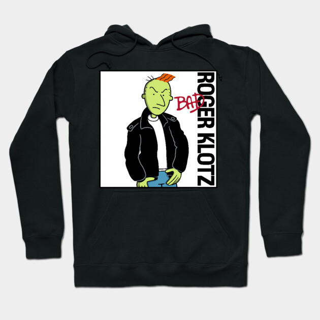 Black hoodie featuring cartoon character print, bold style, casual wear, cotton blend material.