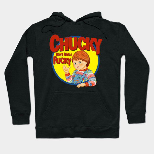Black hoodie with colorful cartoon graphic and bold text, casual style, perfect for everyday wear.