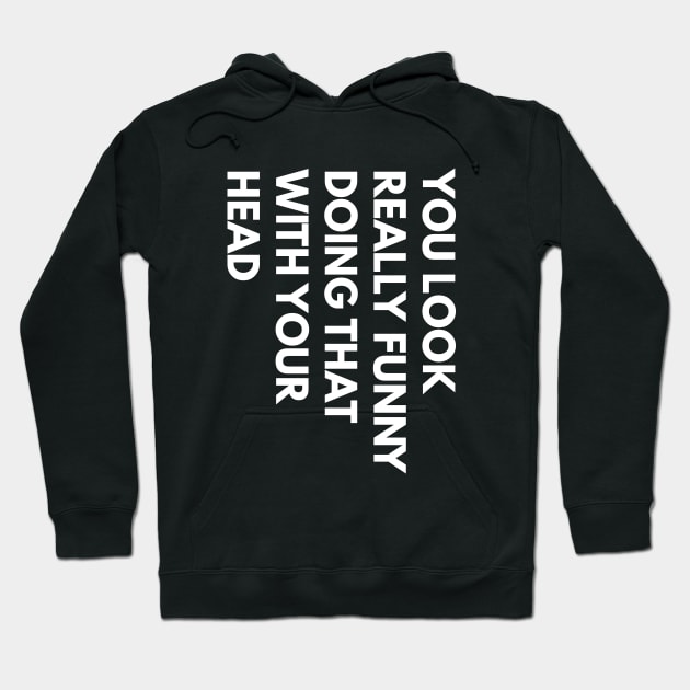 Black hoodie with playful vertical text design, casual style, ideal for cool weather outings.