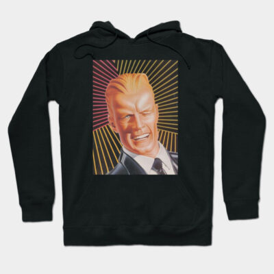 Black hoodie with vibrant graphic design, featuring colorful abstract rays, perfect for casual wear and comfort.