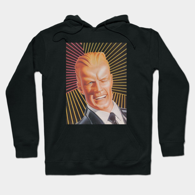 Black hoodie with vibrant graphic design, featuring colorful abstract rays, perfect for casual wear and comfort.