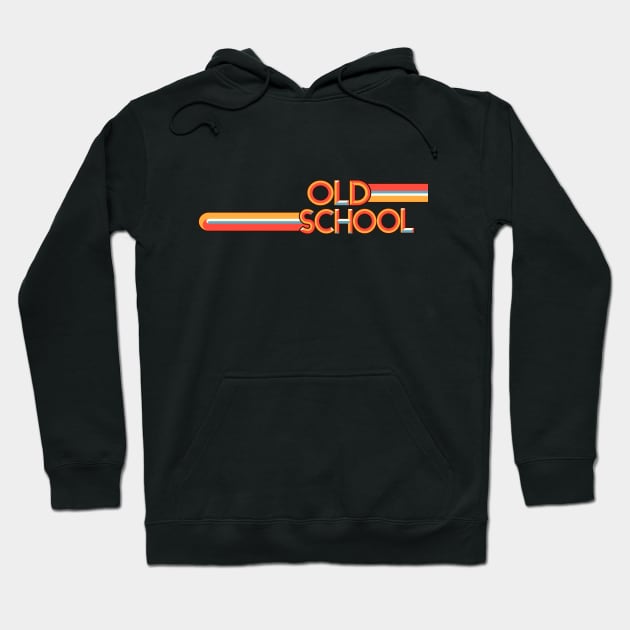 Black hoodie with "Old School" retro design, long sleeves, drawstring hood, casual wear, cotton blend material.
