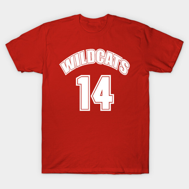 Red Wildcats 14 T-shirt, cotton fabric, sporty design, ideal for casual wear or team events.
