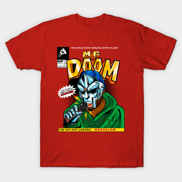 Red graphic tee featuring comic-style artwork, hip-hop theme, and bold text. Perfect for casual wear. 100% cotton.