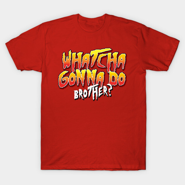 Red graphic t-shirt with bold text design, casual wear, cotton material, perfect for everyday style.