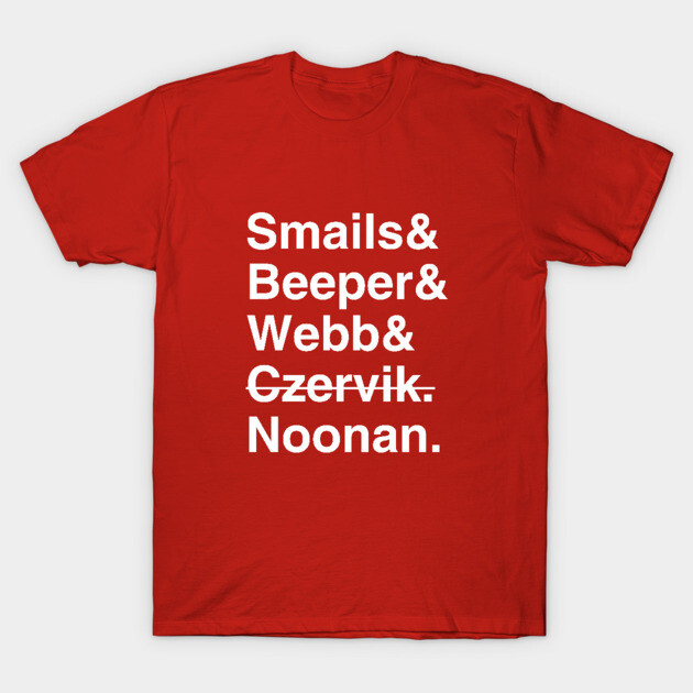 Red cotton T-shirt with bold white text design, casual style, perfect for everyday wear.