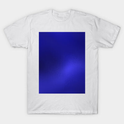 White t-shirt with vibrant blue abstract design, casual style, breathable cotton, perfect for everyday wear.