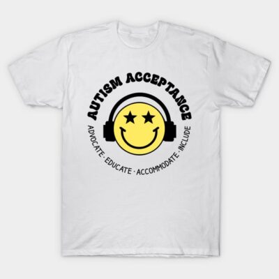 Autism Awareness Acceptance Smile Face Sped Teacher Kids T-Shirt by Dickinson Cummings