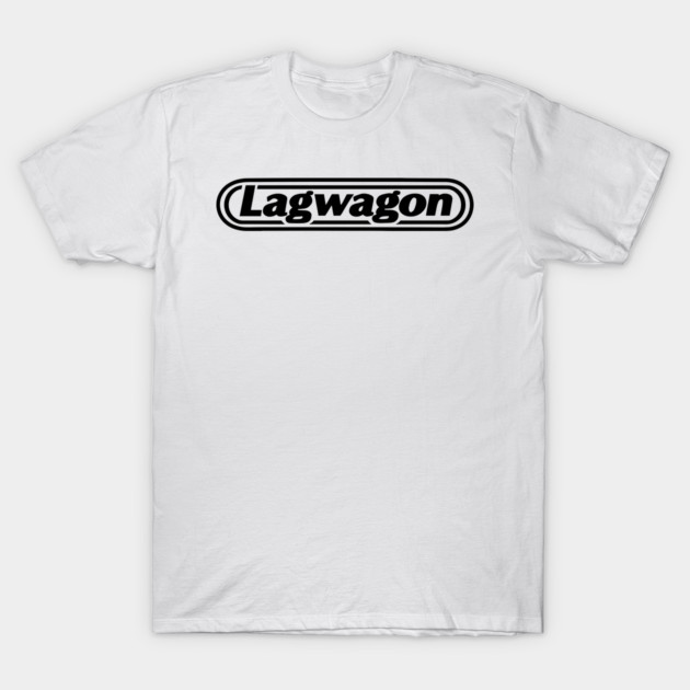 White cotton T-shirt with "Lagwagon" logo, casual style, ideal for everyday wear.