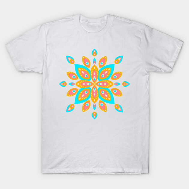 Orange and turquoise mid century mandala T-Shirt by Home Cyn Home