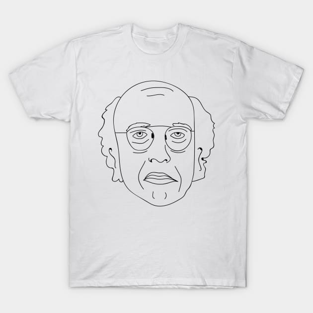 LD T-Shirt 1 White cotton t-shirt with simple black line art of a face, casual unisex style ideal for everyday wear.