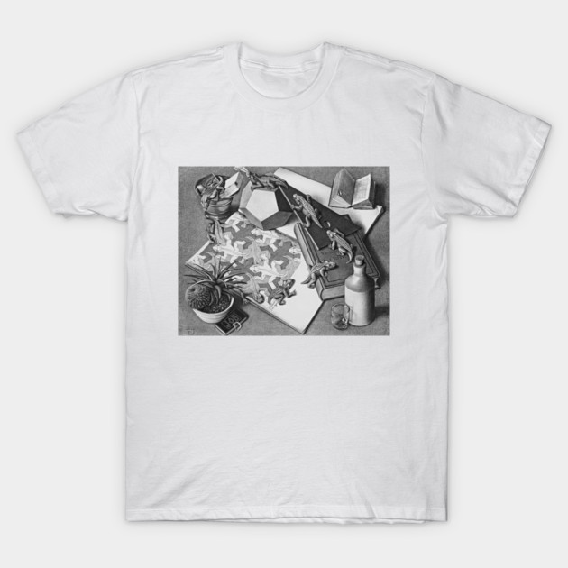 Maurits Escher, Reptiles, Surrealism, Optical Illusion, M. C. Escher Gift T-Shirt 1 Maurits Escher, Reptiles, Surrealism, Optical Illusion, M. C. Escher Gift T-Shirt by Art Impresia