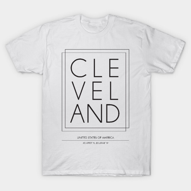 White cotton T-shirt featuring "Cleveland" text design, casual style, perfect for everyday wear, breathable material.