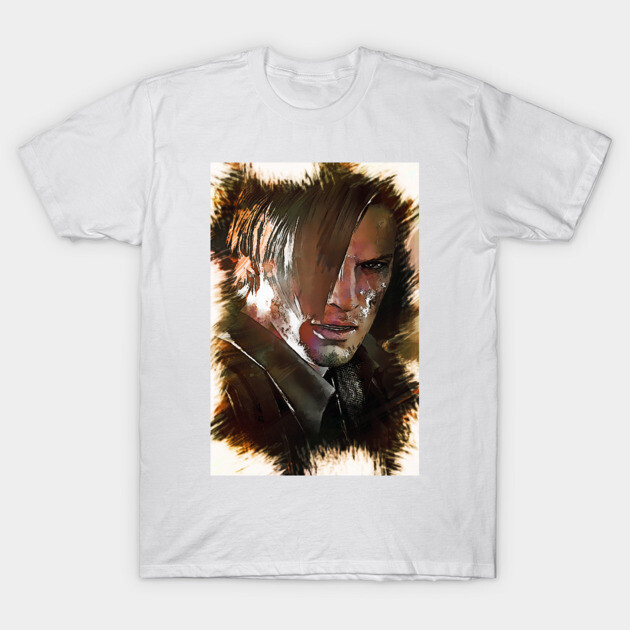 Leon S. Kennedy - RESIDENT EVIL T-Shirt 1 White graphic t-shirt featuring an abstract design, ideal for casual wear, made from soft cotton for comfort.