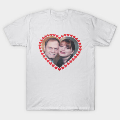 White cotton t-shirt with heart-shaped photo print and red heart border, perfect for casual wear or gifting.