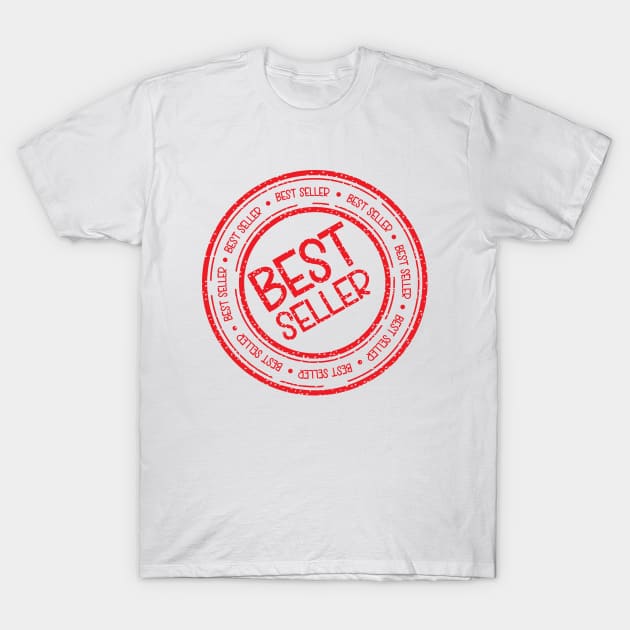 White cotton t-shirt with red "Best Seller" graphic print, casual style, unisex, perfect for everyday wear.