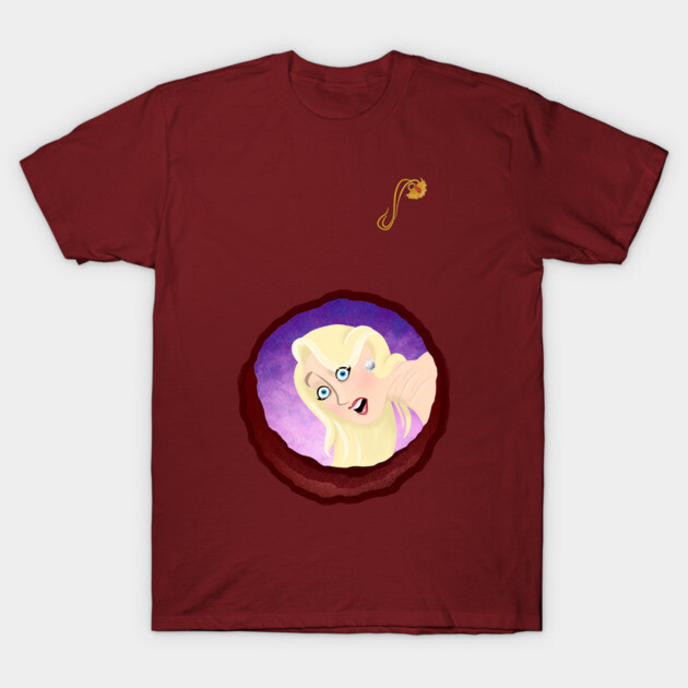 I Can See Right Through You T-Shirt 1 Maroon t-shirt with playful cartoon design, featuring a surprised expression, perfect for casual wear.