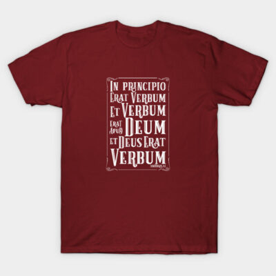 Burgundy graphic T-shirt featuring Latin text design, casual style, soft cotton material for everyday wear.