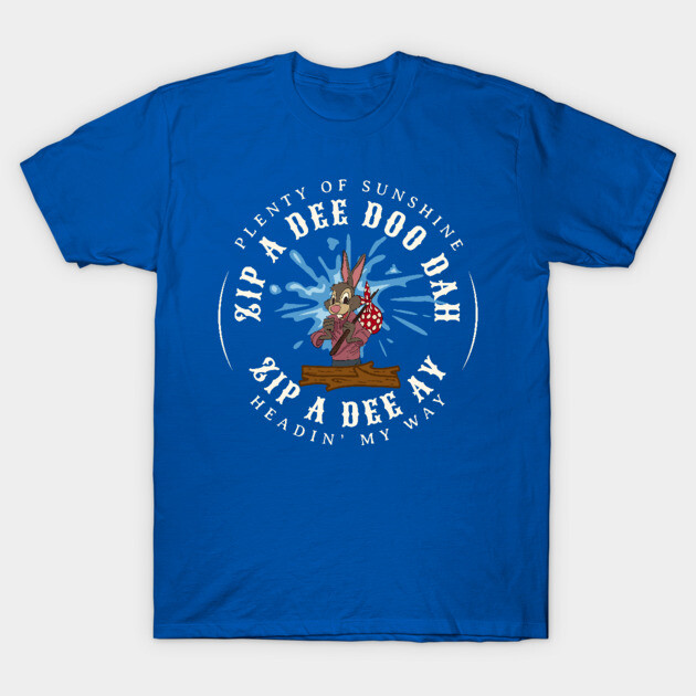 Blue graphic T-shirt with whimsical design and text, casual style, ideal for everyday wear, made from soft cotton.