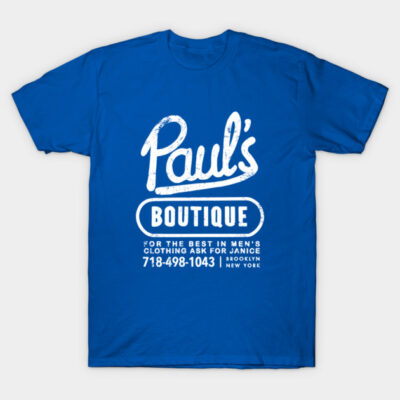 Blue graphic t-shirt with "Paul's Boutique" text, casual style, ideal for everyday wear, made from soft cotton.