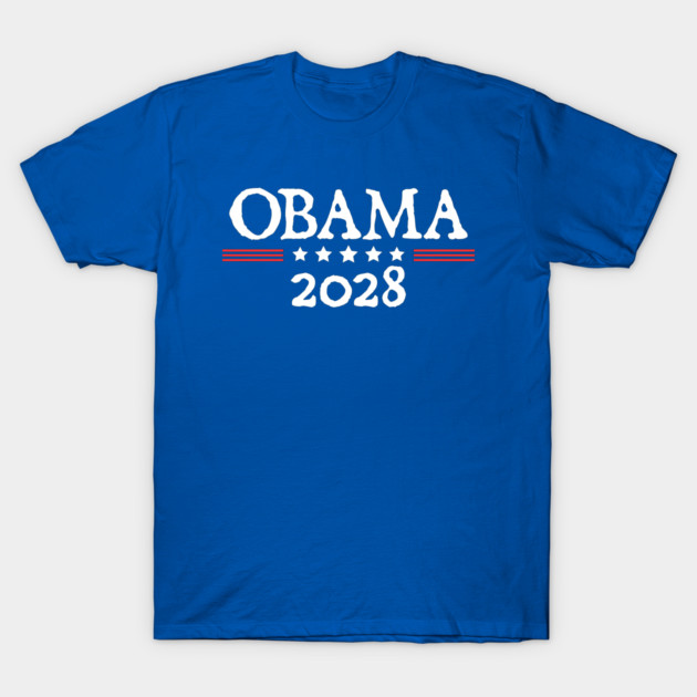 OBAMA-2028 T-Shirt 1 Blue cotton t-shirt with "2028" text design, casual style, ideal for everyday wear.
