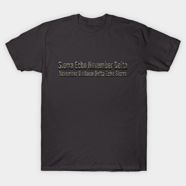 Black cotton T-shirt with military-style text design, casual wear, suitable for everyday use, unisex.