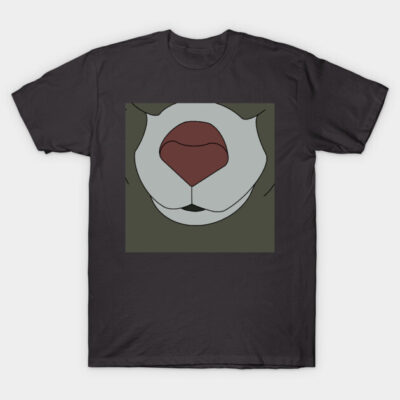 Charcoal t-shirt with abstract animal nose graphic, casual style, cotton material, unisex design.