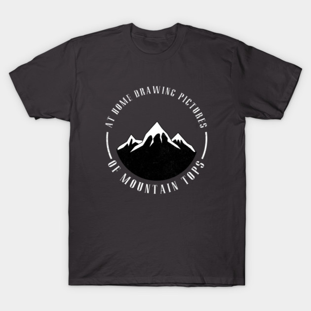 Black T-shirt with mountain design and text, ideal for casual wear, made of soft cotton for comfort and style.