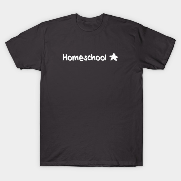 Black cotton t-shirt with "Homeschool" text and star graphic, casual style, ideal for everyday wear.
