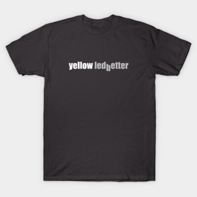 Black cotton t-shirt with "yellow ledbetter" text design, casual wear, unisex style, comfortable fit.
