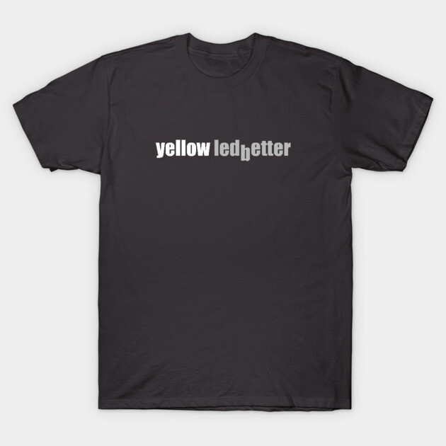 Black cotton t-shirt with "yellow ledbetter" text design, casual wear, unisex style, comfortable fit.