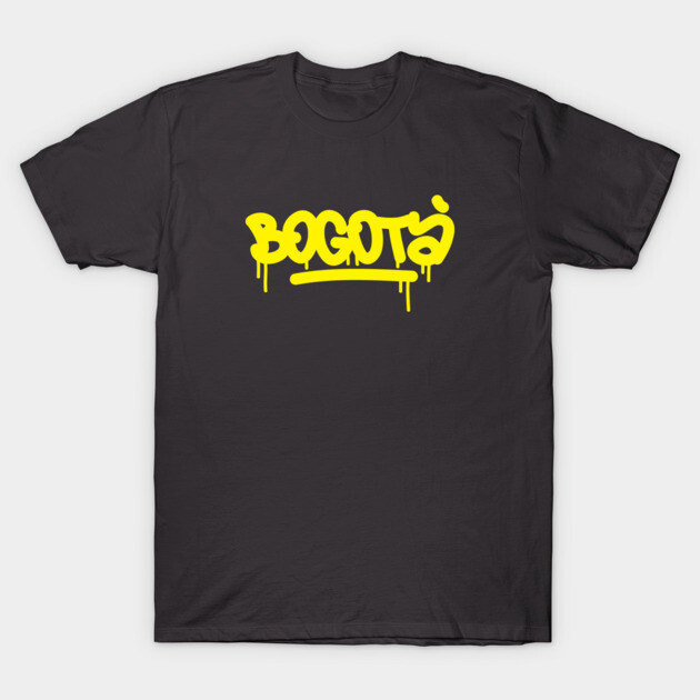 Black t-shirt with yellow graffiti text design, casual style, perfect for everyday wear and urban fashion enthusiasts.