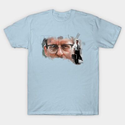 Light blue graphic T-shirt featuring abstract design, casual style, made of soft cotton for everyday wear.