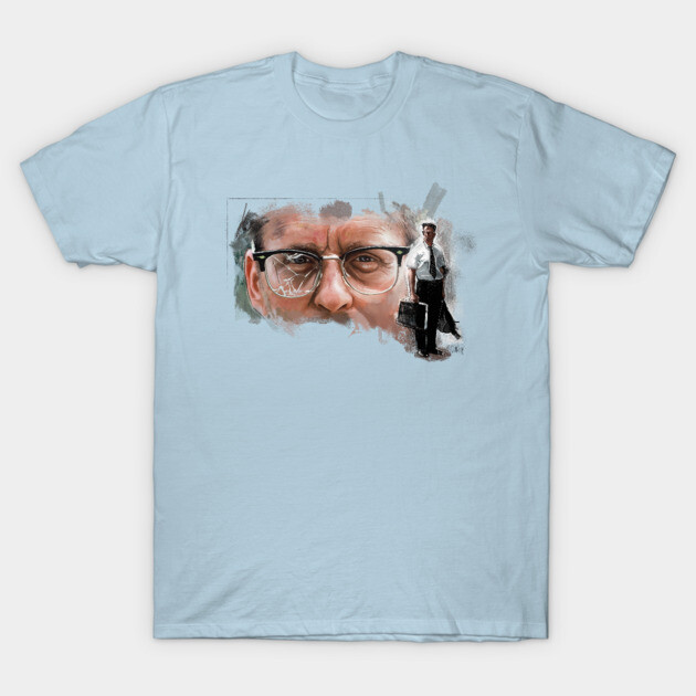 Light blue graphic T-shirt featuring abstract design, casual style, made of soft cotton for everyday wear.