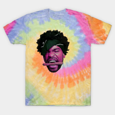 Tie-dye t-shirt with colorful spiral design and expressive art print, casual unisex style, soft cotton fabric.