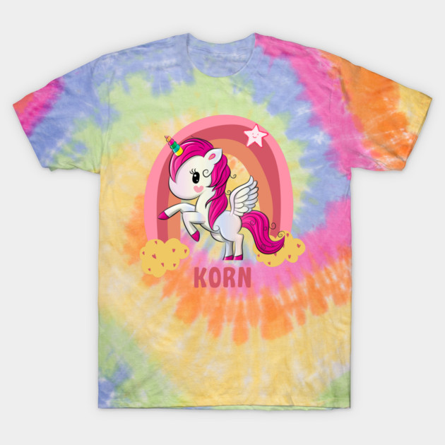 Tie-dye rainbow unicorn T-shirt, colorful cotton, casual wear, vibrant graphic tee, playful style for everyday use.