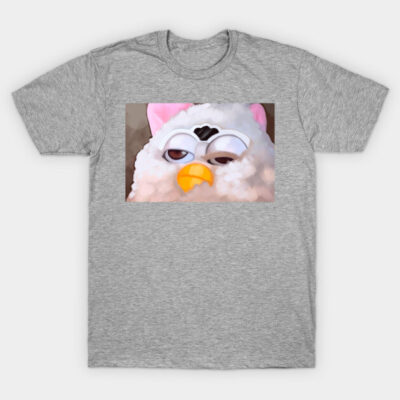 Gray t-shirt with a cute, sleepy cartoon bird design, perfect for casual wear. Comfortable cotton material.