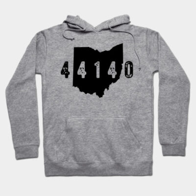 Gray hoodie with Ohio map and "44140" design, casual style, cotton blend, perfect for everyday wear.