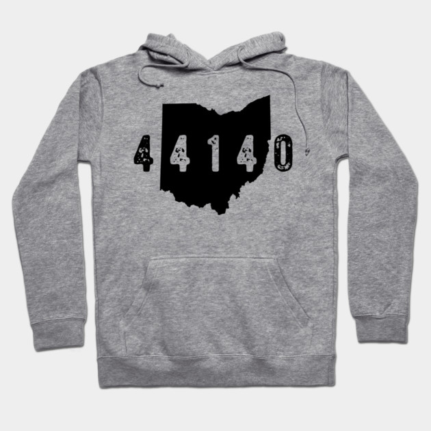 Gray hoodie with Ohio map and "44140" design, casual style, cotton blend, perfect for everyday wear.