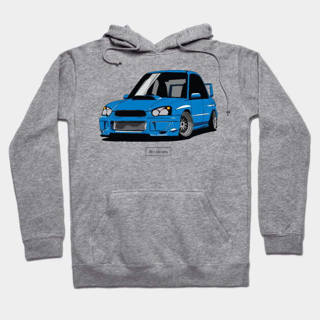 Gray hoodie with blue car graphic, casual style, soft cotton, perfect for everyday wear and comfort.