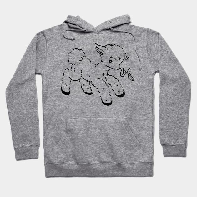 Gray hoodie with playful lamb design, unisex casual wear, soft cotton blend, ideal for everyday comfort.