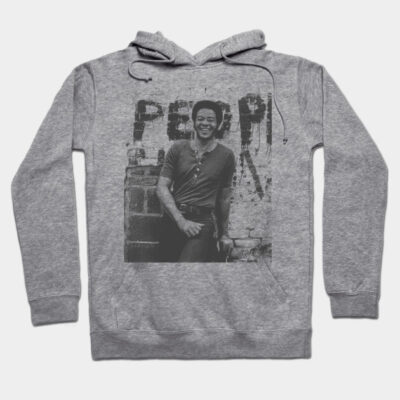 Gray hoodie with vintage graphic print, cozy cotton blend, unisex casual wear, perfect for everyday comfort.