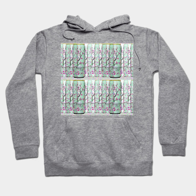 Gray hoodie with cherry blossom can print, cozy cotton material, casual style for everyday wear.