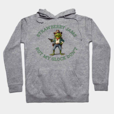 Gray hoodie with humorous frog design and green text, perfect for casual wear. Cozy and stylish cotton blend.
