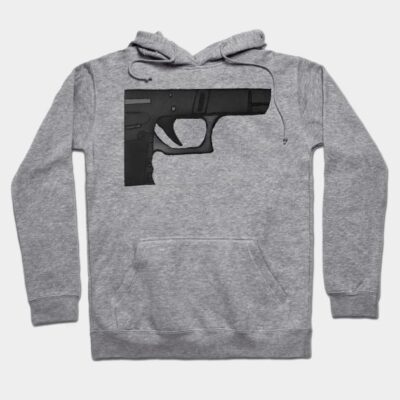 Gray hoodie with black abstract print, cotton blend, casual style, comfortable for everyday wear.