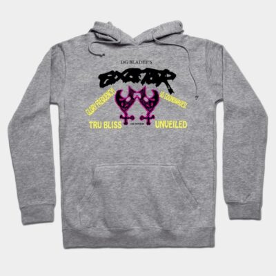 Gray graphic hoodie with bold text and abstract design, casual streetwear style, cotton material for comfort and warmth.