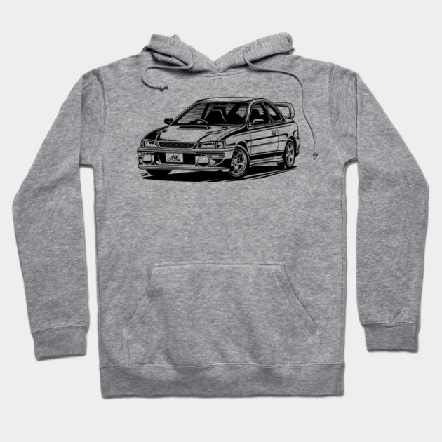 Gray hoodie with classic car graphic, casual style, cotton blend, perfect for everyday wear.
