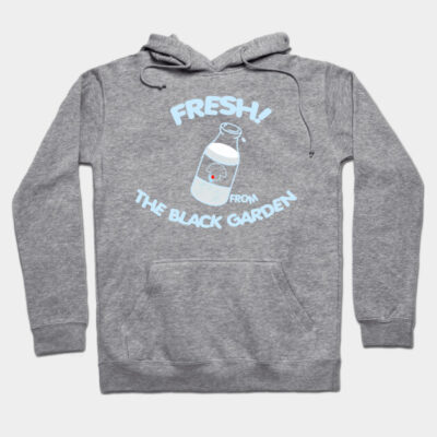 Gray hoodie with "Fresh from the Black Garden" graphic, casual style, soft fabric, ideal for everyday wear.